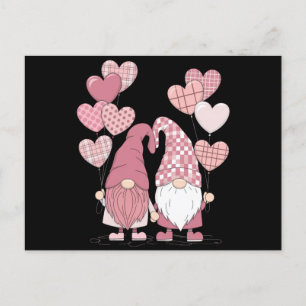 Pink Buffalo Plaid Heart Gnomes Valentine's Day  Postcard
