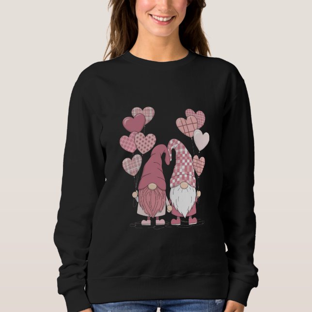 Pink Buffalo Plaid Heart Gnomes Valentine's Day  Sweatshirt (Front)