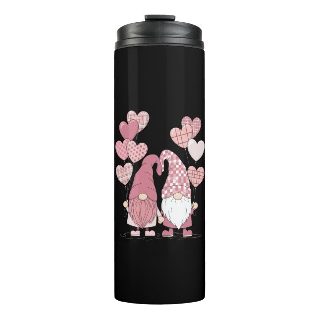 Pink Buffalo Plaid Heart Gnomes Valentine's Day  Thermal Tumbler (Front)