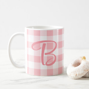 Pink Buffalo Plaid Mug With Monogram Initial