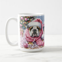 Pink Bulldog Christmas ‘ said no one ever’ Mug Cup