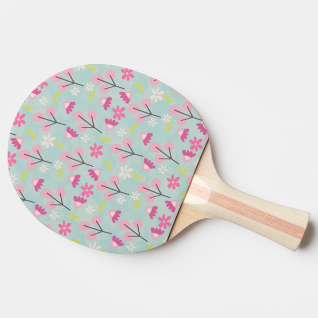 Pink Bunnies and Flowers Ping Pong Paddle (Back Side)