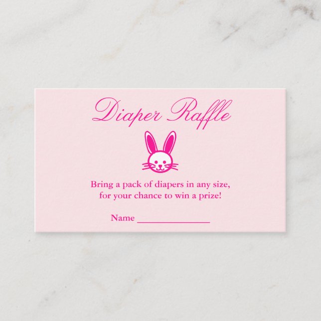 Pink Bunny Baby Shower Diaper Raffle Enclosure Card (Front)