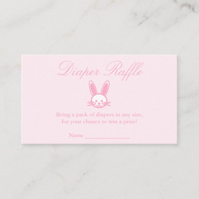 Pink Bunny Baby Shower Diaper Raffle Enclosure Card (Front)