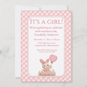 Pink Bunny Balloon Announcement