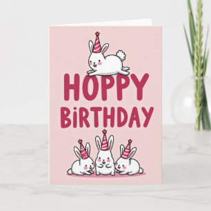 Pink Bunny Birthday Card