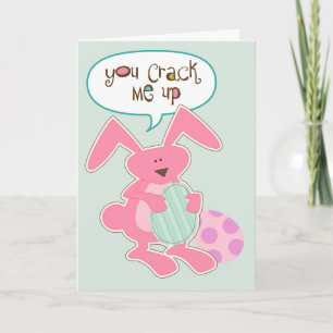Pink Bunny Cracked Egg Easter Holiday Card