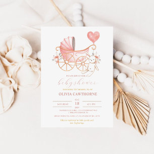 Pink Bunny   Cradle Girl Baby Shower Party Invitation