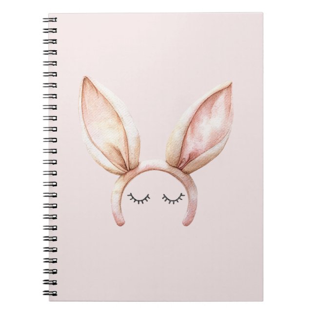 Pink Bunny Ears Eyelashes Notebook (Front)
