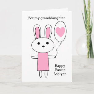 Pink Bunny Easter Granddaughter Holiday Card