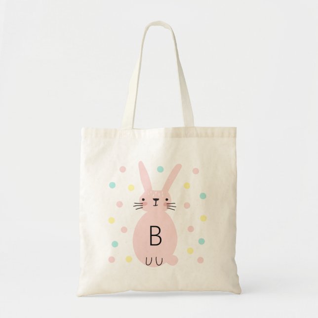 Pink Bunny Egg Hunt Personalised Tote Bag (Front)
