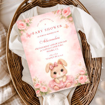 Pink Bunny Floral Baby Shower