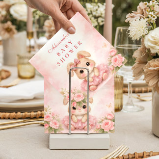 Pink Bunny Floral Baby Shower Napkin