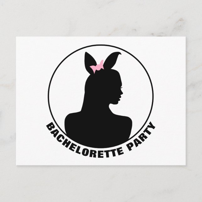 Pink Bunny Girl Bachelorette Party Invitation Postcard (Front)