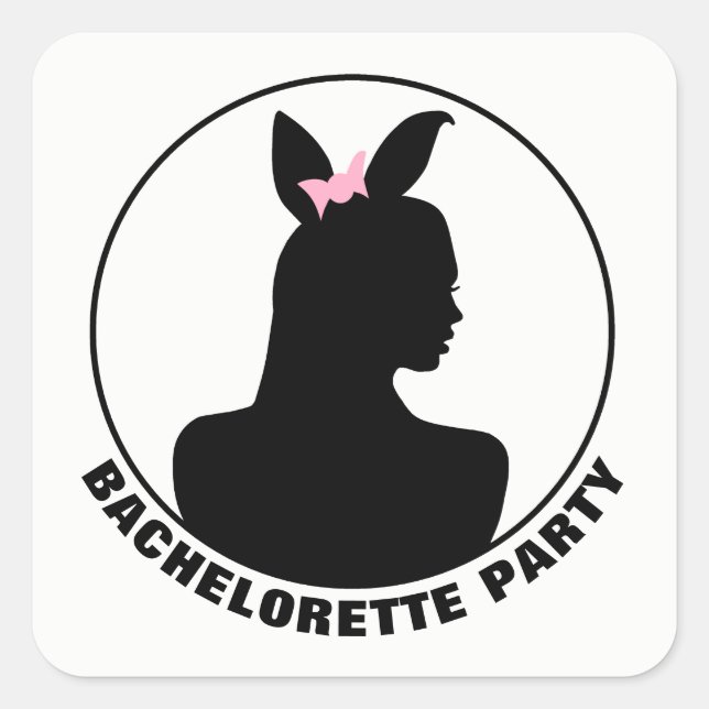 Pink Bunny Girl Bachelorette Party Square Sticker (Front)
