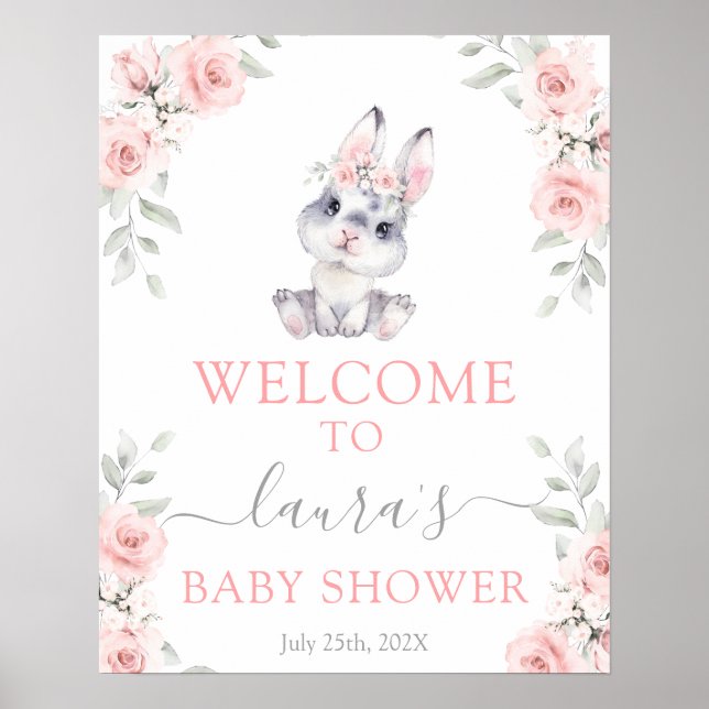 Pink Bunny Girl Welcome sign (Front)