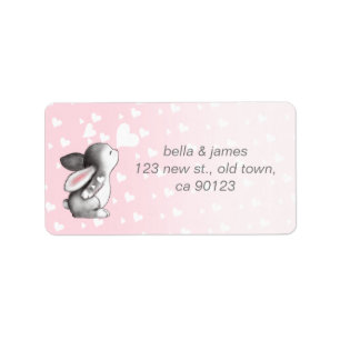 Pink bunny heart confetti address labels