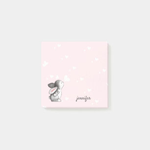 Pink Bunny Heart Post it notes