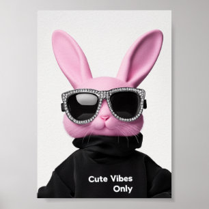 Pink Bunny in sunglasses Poster