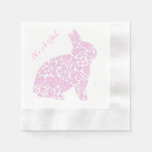 Pink Bunny It's A Girl Napkin