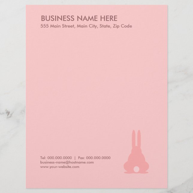Pink Bunny Letterhead Template (Front)