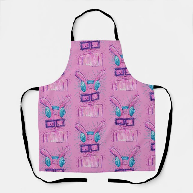 Pink Bunny Lost in Music Apron (Front)