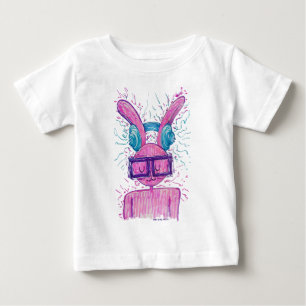 Pink Bunny Lost in Music Baby T-Shirt