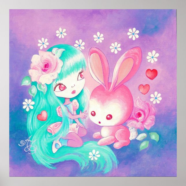 Pink Bunny Love Poster (Front)