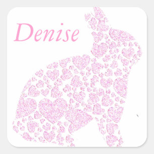 Pink Bunny Name Sticker