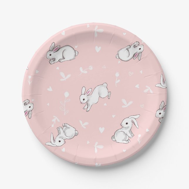 Pink Bunny Paper Plates (Front)