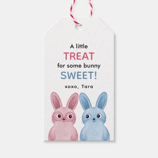 Pink bunny party gift tags (Front)