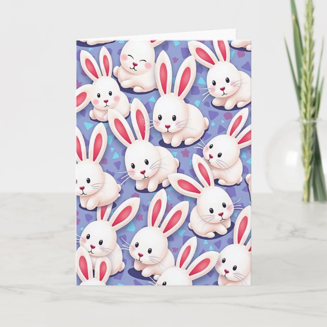 Pink Bunny Pattern Card (Front)