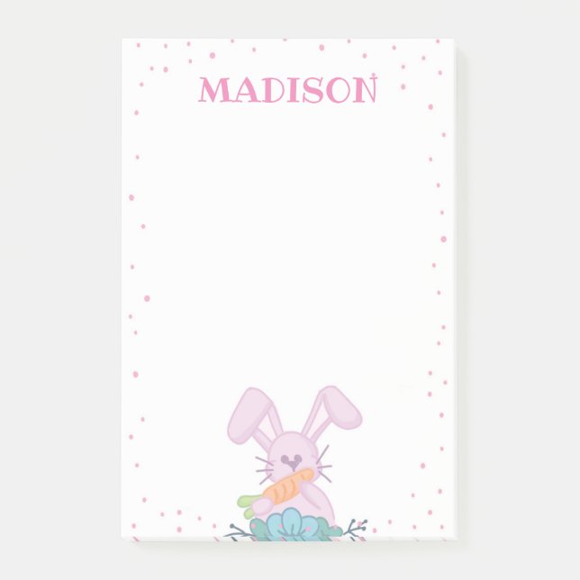 Pink Bunny Post It Note (Front)