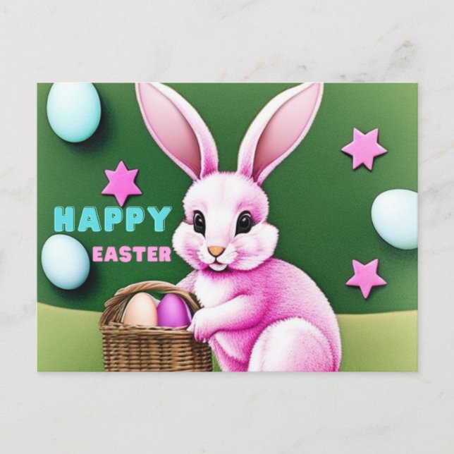 Pink Bunny Postcard (Front)