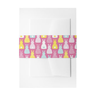 Pink Bunny Rabbit Invitation Belly Band