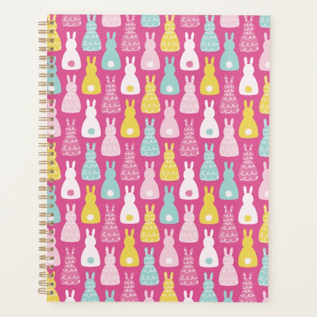 Pink Bunny Rabbit Pattern Planner (Front)