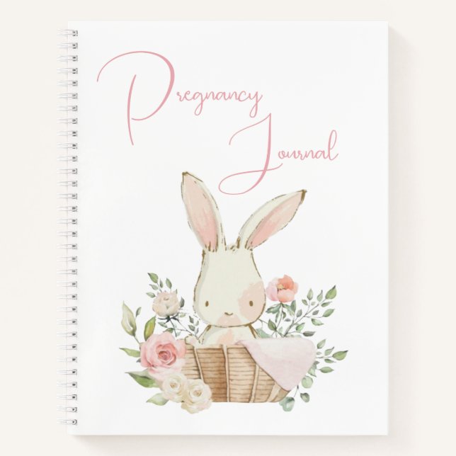 Pink Bunny Rabbit Script Pregnancy Journal (Front)