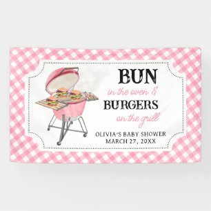 Pink Burger BBQ Baby Shower Banner