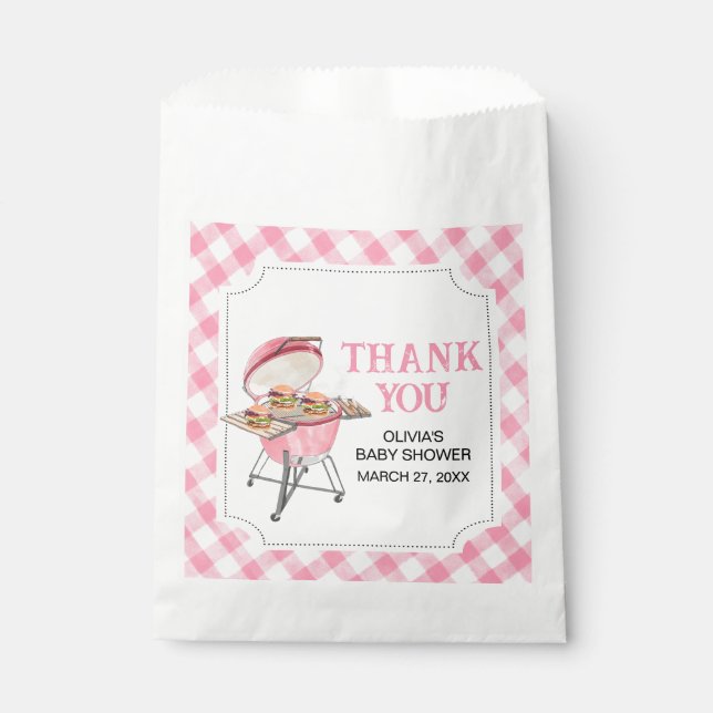 Pink Burger BBQ Baby Shower Favour Bag (Front)