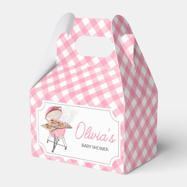 Pink Burger BBQ Baby Shower Favour Box (Front Side)
