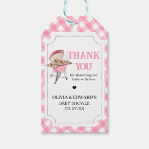 Pink Burger BBQ Baby Shower Favour Tags