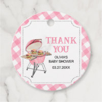 Pink Burger BBQ Baby Shower Round