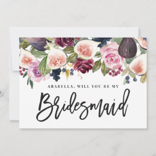 Pink, burgundy and fig floral bridesmaid