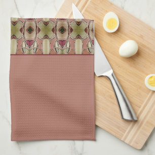 Pink burgundy and green tea towel