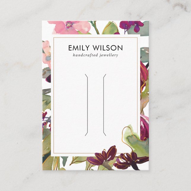 PINK BURGUNDY BLUSH FLORAL HAIR CLIP DISPLAY CARD (Front)