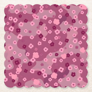 Pink Burgundy Camo Coaster Set