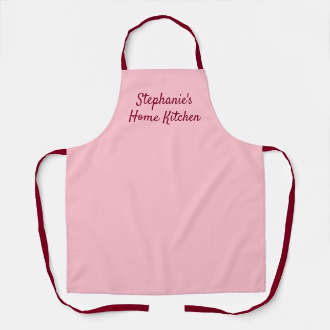 Pink & burgundy customised kitchen apron (Front)