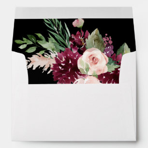 Pink & Burgundy Floral 7 - Black Envelope