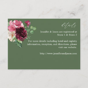 Pink & Burgundy Floral 7 - Green Enclosure Card