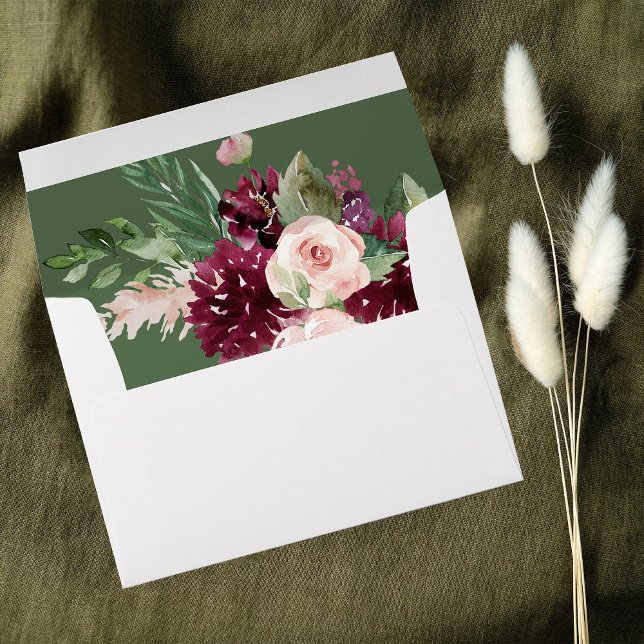 Pink & Burgundy Floral 7 - Green Envelope (Creator Uploaded)